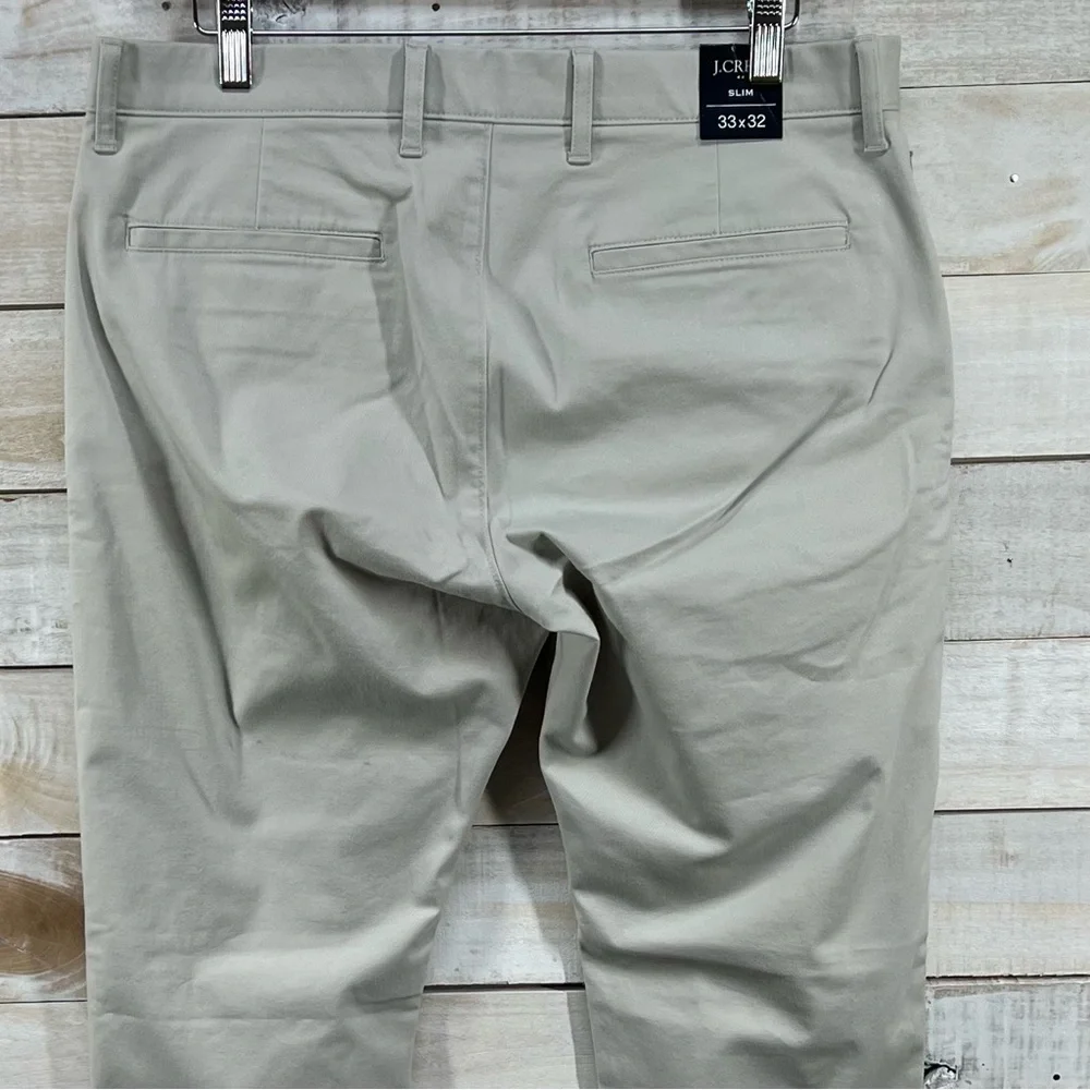 J Crew TruTemp 365 Pants‎ Mens 33x32 Beige Khaki Chino Slim Thermal Comfort NWT